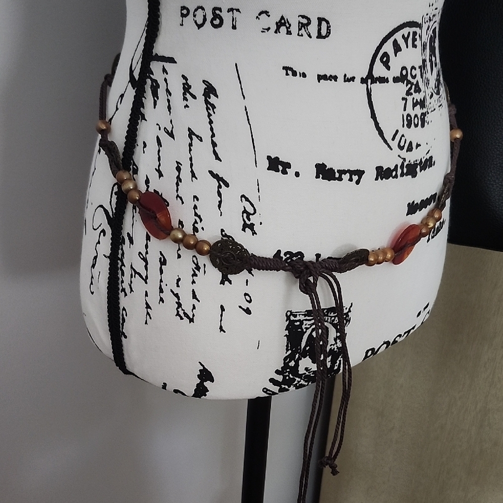 Bohemian Beaded Brown Belt